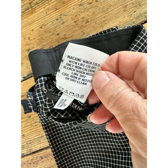 Calvin Klein Womens Black White Pants 4 dress pants skinny rayon elastic pull on - Picture 6 of 8